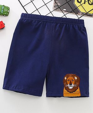 Kookie Kids Knee Length Shorts Lion Print - Navy Blue