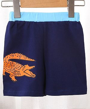 Kookie Kids Knee Length Shorts Crocodile Print - Navy Blue