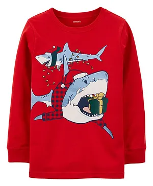 Carter's Christmas Shark Jersey Tee - Red