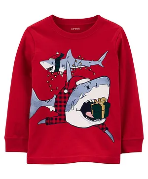 Carter's Christmas Shark Jersey Tee - Red