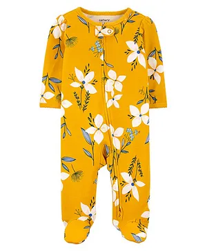 Carter's Floral 2-Way Zip Cotton Sleep & Play - Yellow