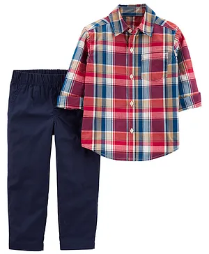 Carter's 2-Piece Plaid Button-Front Shirt & Pant Set - Red Blue