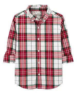 Carter's Plaid Twill Button-Front Shirt - Red