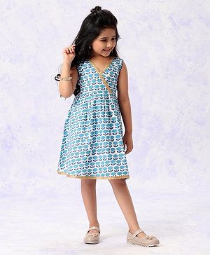 Babyhug Sleeveless Printed Ethnic Dress - Blue
