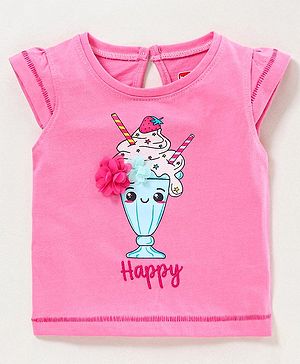 Babyhug Half Sleeves Top Printed - Pink