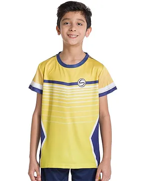 Schoolay Half Sleeves Striped Activate All Day Wear Tee - Yellow