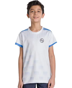 Schoolay Half Sleeves Striped Activate All Day Wear Tee - White