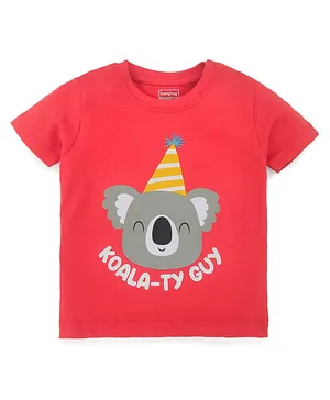 Babyhug Half Sleeves Tee Koala Print - Red
