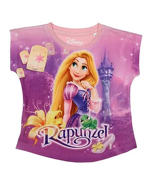 Disney By Crossroads Short Sleeves Princess Rapunzel Printed Top - Light Pink