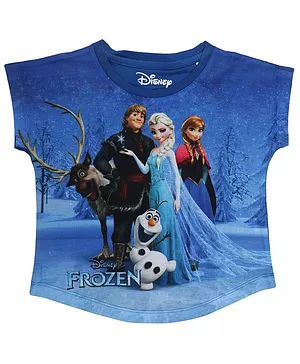 Disney By Crossroads Short Sleeves Princess Frozen Printed Top - Blue