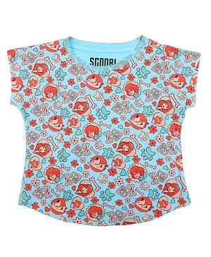 Scooby-Doo By Crossroads Short Sleeves Character Print  Top - Sky Blue