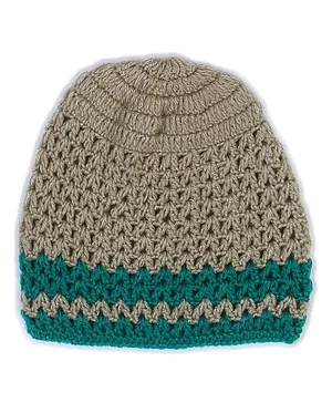 USHA ENTERPRISES Solid Colour Hand Knitted Cap - Brown
