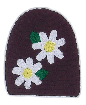 USHA ENTERPRISES Flower Crochet Cap - Brown