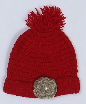 USHA ENTERPRISES Flower Crochet Cap - Red