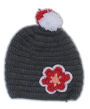 USHA ENTERPRISES Crochet Flower Design Cap - Grey