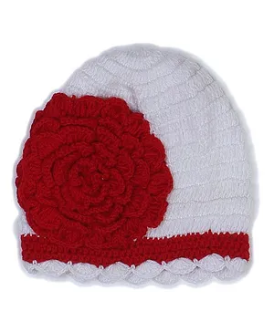 USHA ENTERPRISES Crochet Flower Design Cap - White