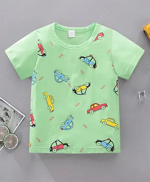 Kookie Kids Half Sleeves Tee Car Print - Green