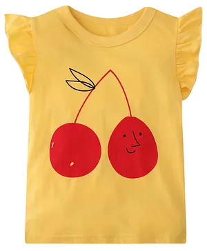 Kookie Kids Short Sleeves Top Cherry Print - Yellow