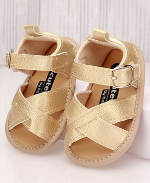 Cute Walk by Babyhug Sandal style Booties - Gold