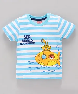 Babyhug Half Sleeves Tee Submarine Print - Blue