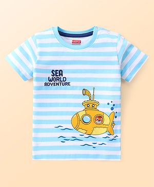 Babyhug Half Sleeves Tee Submarine Print - Blue - 12-18M Blue
