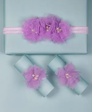 Arendelle Floral Headband And Bare Foot Sandals Set  - Purple