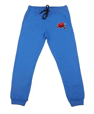 Wear Your Mind Full Length Bull Printed Joggers - Royal Blue