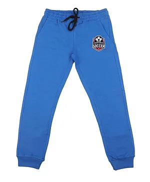 Wear Your Mind Full Length Soccer Championship Print Joggers - Royal Blue