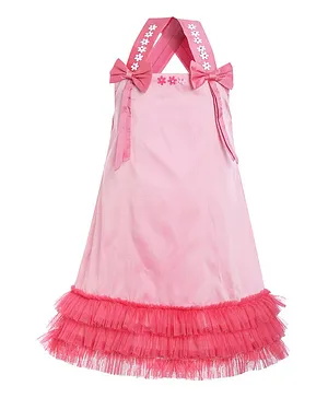 A Little Fable Sleeveless Bow Embellished A Line Dress - Pink