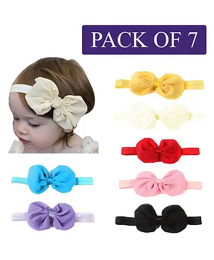 BabyMoon Bow Applique Headbands Set of 7 - Multicolour