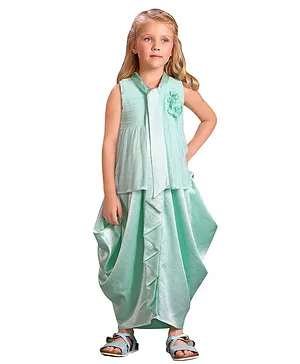 Joy-n-Jolly Solid Colour Sleeveless Dhoti Style Gown - Sky Blue