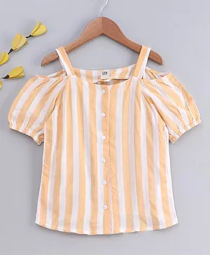 AND Girl Striped Half Sleeves Top - Yellow