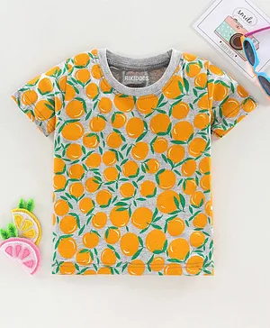 Rikidoos Half Sleeves Mango Print Tee - Orange
