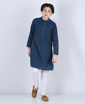 Pine Kids Full Sleeves Printed Kurta & Pajama - Blue