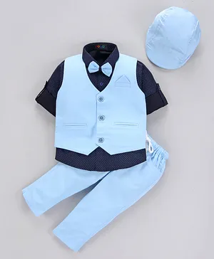 Robo Fry Full Sleeves 4 Piece Party Suit - Light Blue