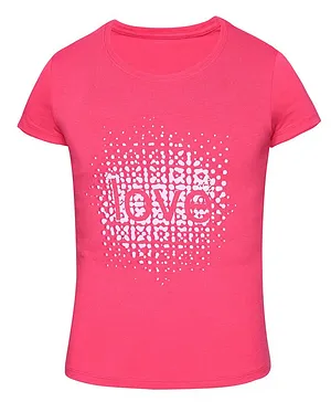 Jockey Half Sleeves Love Print Detailing Tee - Pink