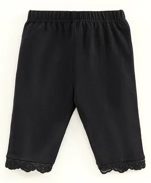 Buy Kids Cave Three Fourth Length Bow Applique Gathered Detail Solid Capri  Pants Black for Girls (6-7Years) Online in India, Shop at  -  11197957