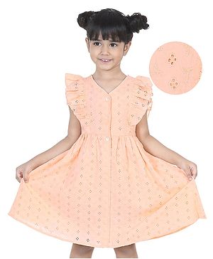 Hola Bonita Flutter Sleeves Frock - Peach