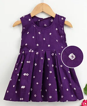 JAV Creations Bandhani Sleeveless Flare Dress - Purple