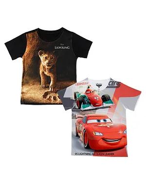 Disney By Crossroads Pack Of 2 Half Sleeves Lion King & Cars Printed Tees - Multi Colour