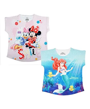 Disney By Crossroads Short Sleeves Airel & Minnie Mouse Print Pack Of 2 Tops - Pink Blue