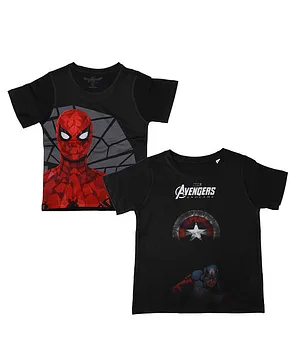 Marvel By Crossroads Pack Of 2 Half Sleeves Avengers Print T-Shirt  - Black