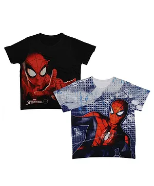 Marvel By Crossroads Half Sleeves Pack Of 2 Spiderman Print Tee - Black