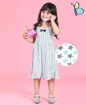 Hola Bonita Singlet Printed Frock Bow Applique - White