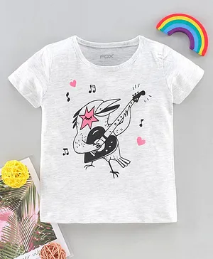 Fox Baby Short  Sleeves Tee Ice Crow Print - White