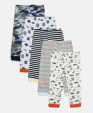 Zonko Style Pack of 5 Camouflaged & Striped Pajamas - Multi Color