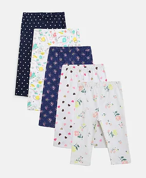 Zonko Style Pack Of 5 Polka Dotted & Floral Print Pajamas - Multi Color