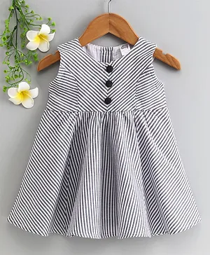 Spring Bunny Sleeveless Zig Zag Striped Dress - Grey