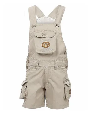 FirstClap Logo Patch Three Fourth Dungaree - White