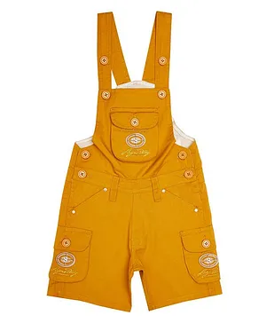 FirstClap Logo Patch Three Fourth Dungaree - Yellow